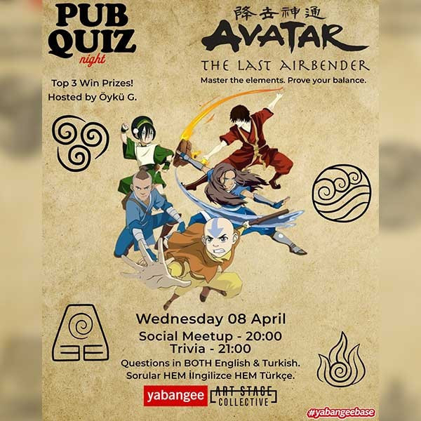 Pub Quiz Night on Avatar the Last Airbender: Questions in BOTH English & Turkish