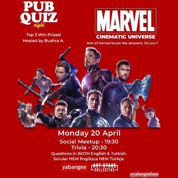Pub Quiz Night on Marvel Cinematic Universe: Questions in English & Turkish